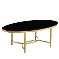 Gold Coffee Table Luxury Living Room Furniture Oval Shape Tempered Glass Top Stainless Steel Frame Sofa Tea Center Tables Modern