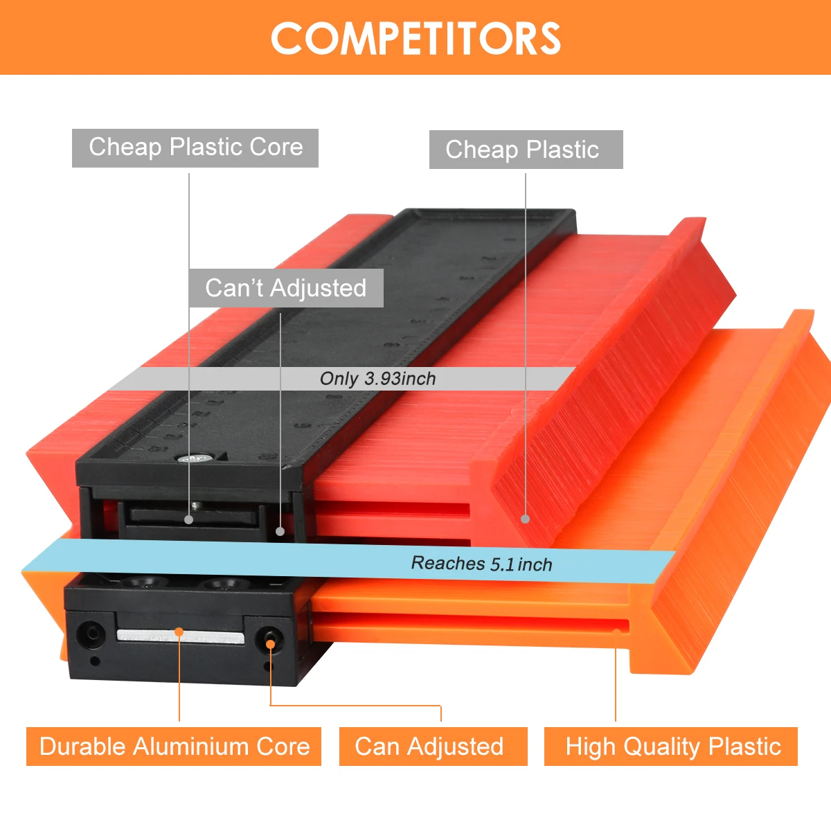 Factory Direct Sale Contour Gauge with Lock Profile Gauge 5inch  Woodworking Shape Tool