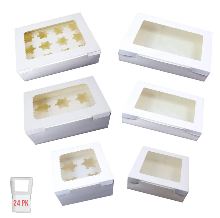 Custom wholesale White cake Paper Boxes With 12 holes Auto-Popup Cupcake Box Macaron pastry box