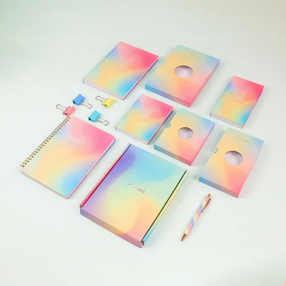 Colorful Notebook Set Customized Hardcover Daily Planner Notebook with Holographic Logo