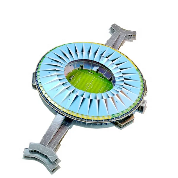 Nice design 168pcs paper EPS 3d football stadium puzzle with LED light