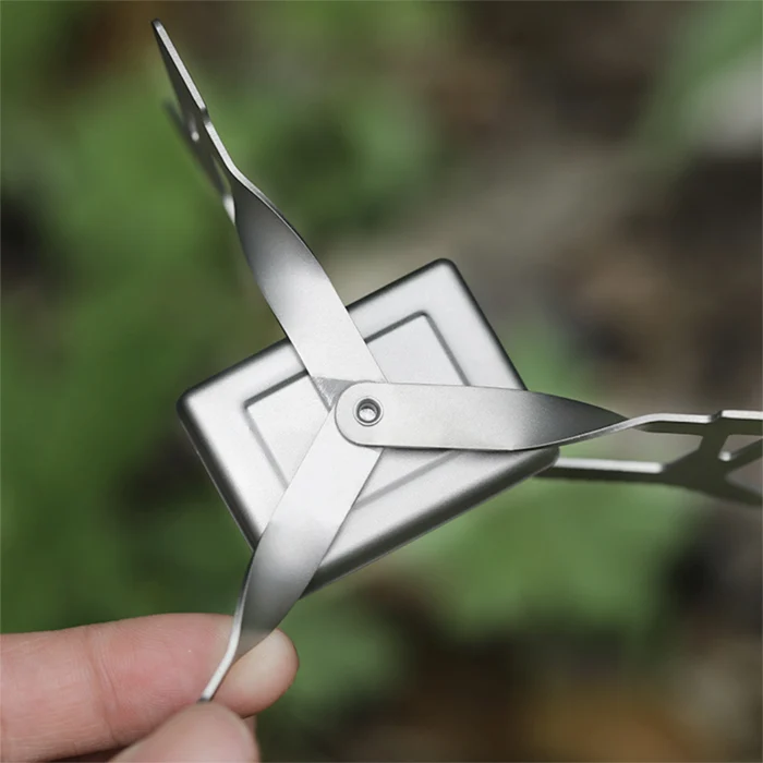 Outdoor Camping Pure Titanium Solid Alcohol Stove Mini Portable Folding Triangular Titanium Stove