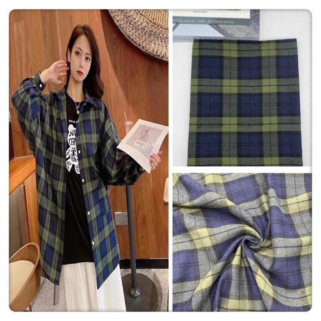 21s cvc yarn dyed plaid check 180gsm 100% cotton yarn dyed custom flannels  Twill Woven Flannel Fabric for Coat