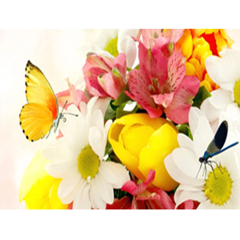 
Handicrafts 5d Diamond Painting Full Drill Flowers And Butterflies Cross Stitch Diamond Embroidery Art Painting Wall Decor 