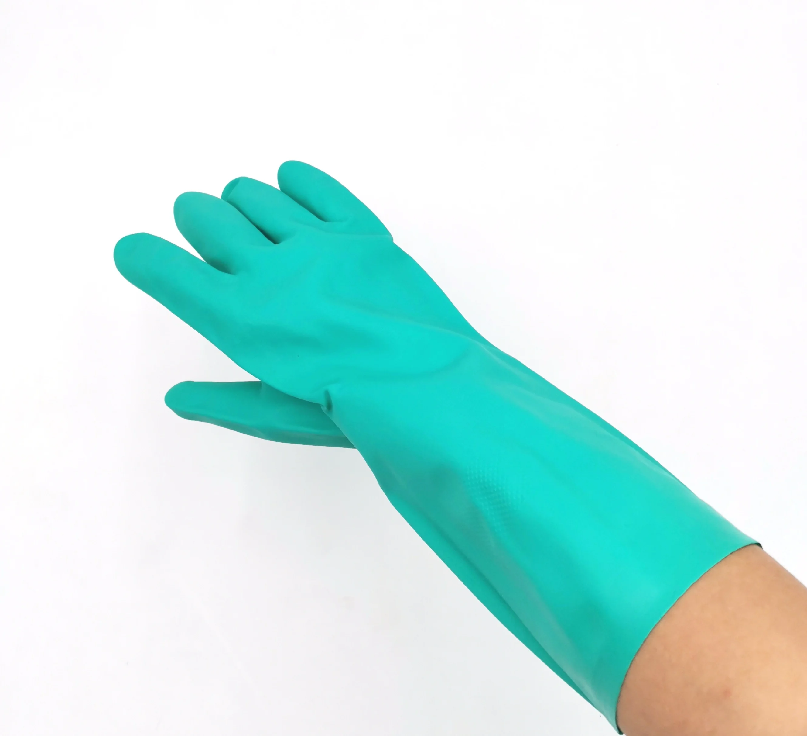 Waterproof Heavy Duty Gloves Green Nitrile Guantes de Nitron Guante Nitrilo Industrial working safety hand job protective gloves