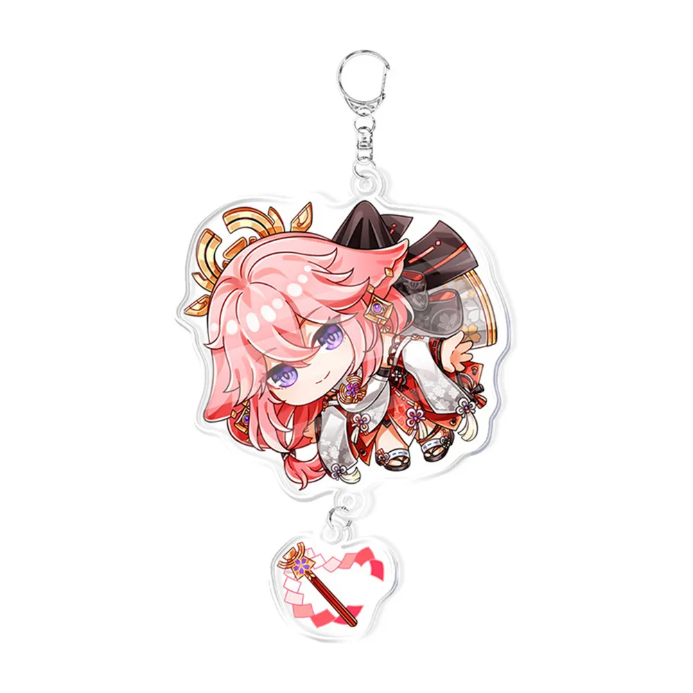 GY Ring Genshined Impact Anime Acrylic Keychain Impact Keychain Nilou Klee Ganyu Cartoon Character Anime Keychain Accessories