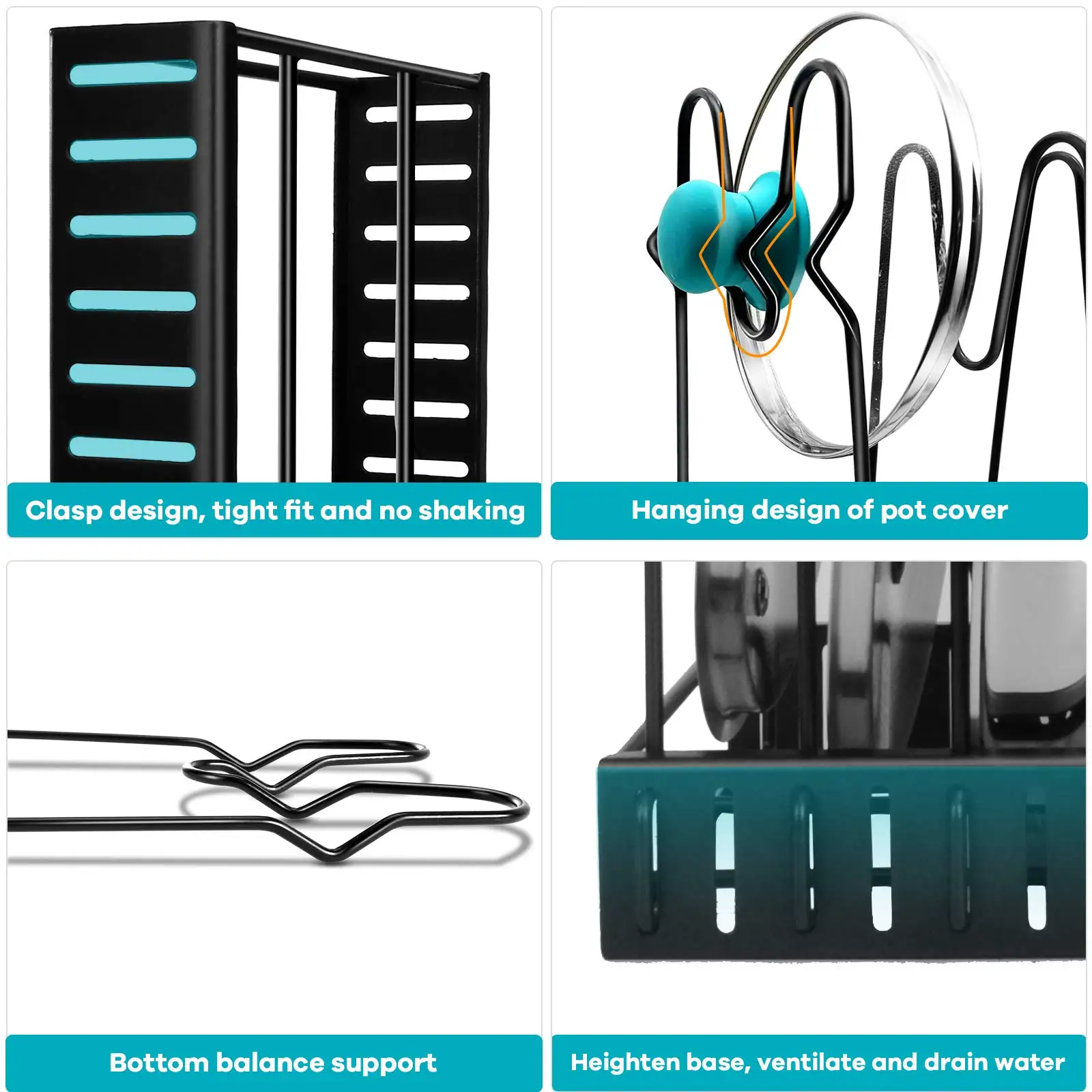 Kitchen Organizer 3 DIY  8 Tiers Adjustable Pots Lid Pans Cabinet Other Accessories Metal Rack Holders Storage Kitchen Organizer