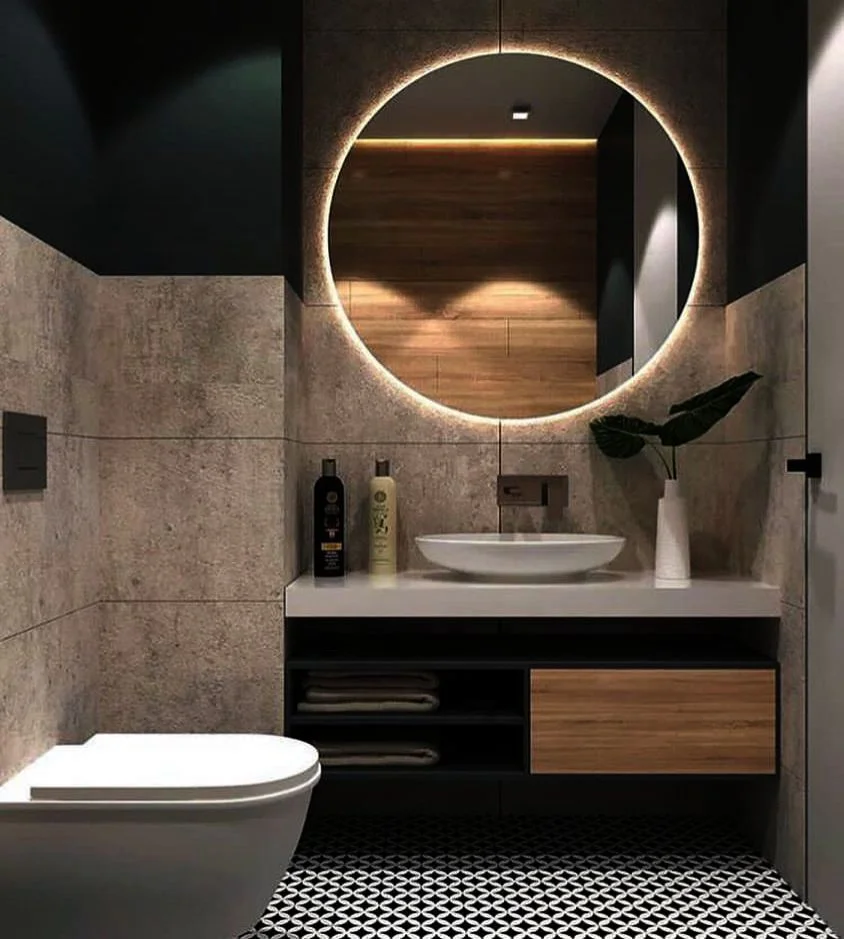 Seawin Metal Matt Black Rectangle Framed Mirror Square Round Corner Modern Wall Mirror For Bathroom Cabinet