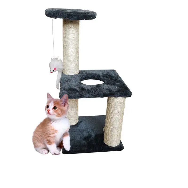 Wholesale Cat Toys with Mouse Pet Three Layer Cat Trees Scratcher Climbing Sisal Rope Cats Kitten Scratching