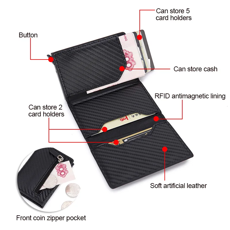 Wholesale Slim Wallet RFID Blocking Automatic Pop Up Aluminium Credit Card Holder magnet locker
