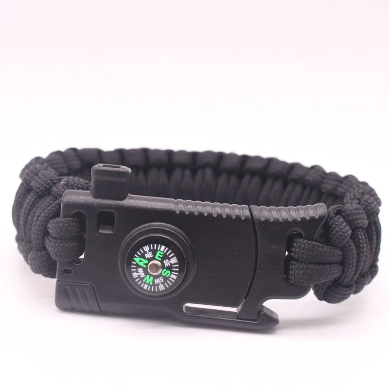 Hot sale Multi-functional Outdoor Paracord Bracelet Outdoor Survival Compass Hand Chain With Fire Starter/Whistle