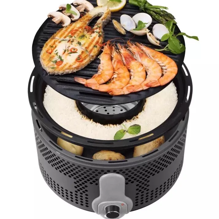 Charcoal Smokeless Barbecue Grill Portable Outdoor BBQ Grill Set Easy Cleaning with Battery Control Fire