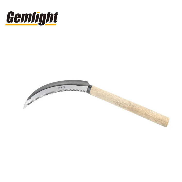 Carbon Steel Scythe Agriculture Grass Knives Wooden Handle Harvest Sickle Farming Rice Sickle