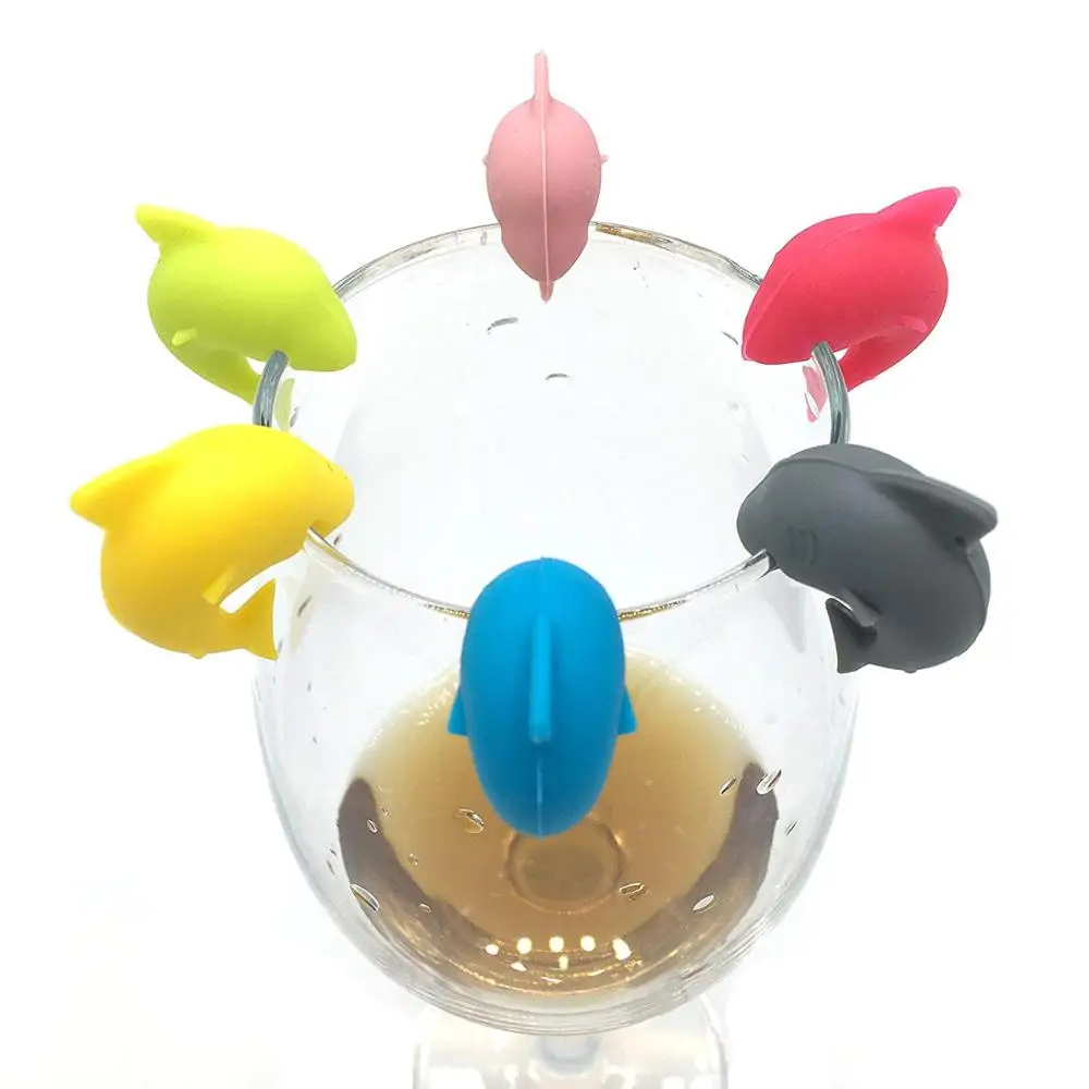 Shark silicone alcohol markers wine accessories gift set for glass cup