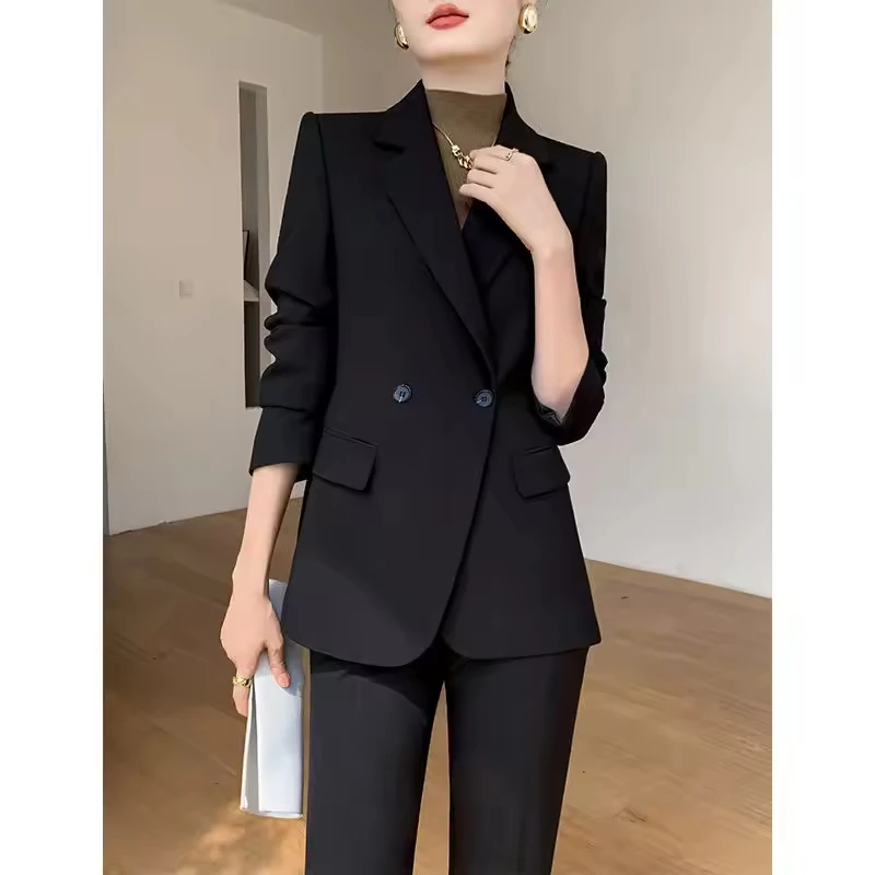 Women Autumn New Arrivals Ladies Elegant Solid Color Suits Set For Women Coat And Pants Set Business Suits