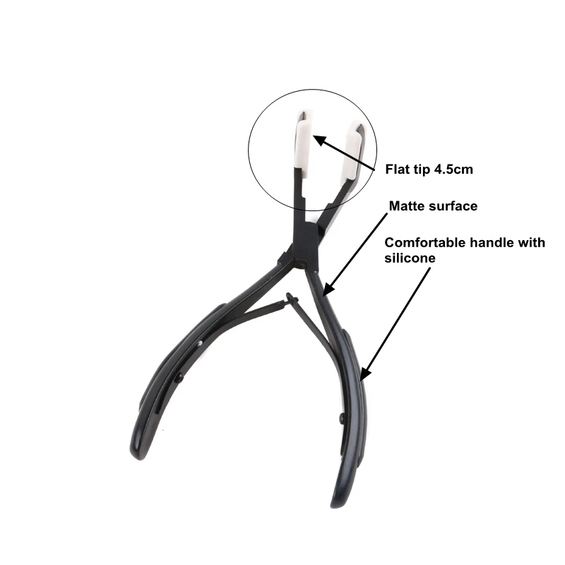 Wholesale Price Pro Range 4.5cm Black Color Stainless Steel Hair Pliers Ergonomic Design Tape Hair Pliers For Tape Hair