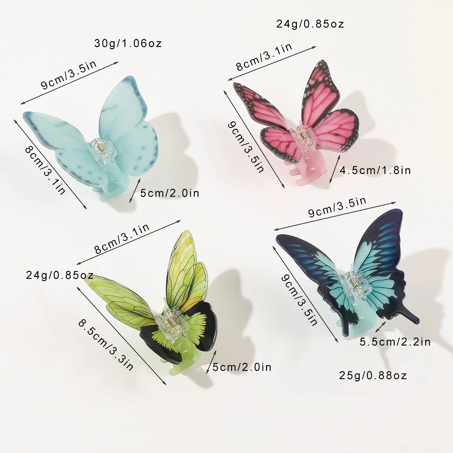 Fashion Latest Design Vivid Butterfly Clamps Hair Claw Clip Natural Colorful Simulated  3D Simulated Butterfly Hair Claw