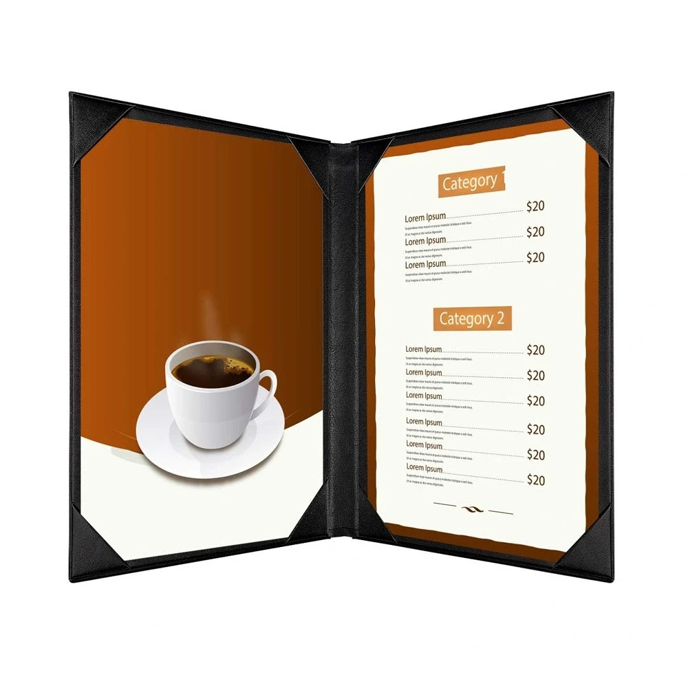 Premium PU Leather Menu Folder Waterproof Coffee Menu Cover for  Restaurant Home Hotel Use