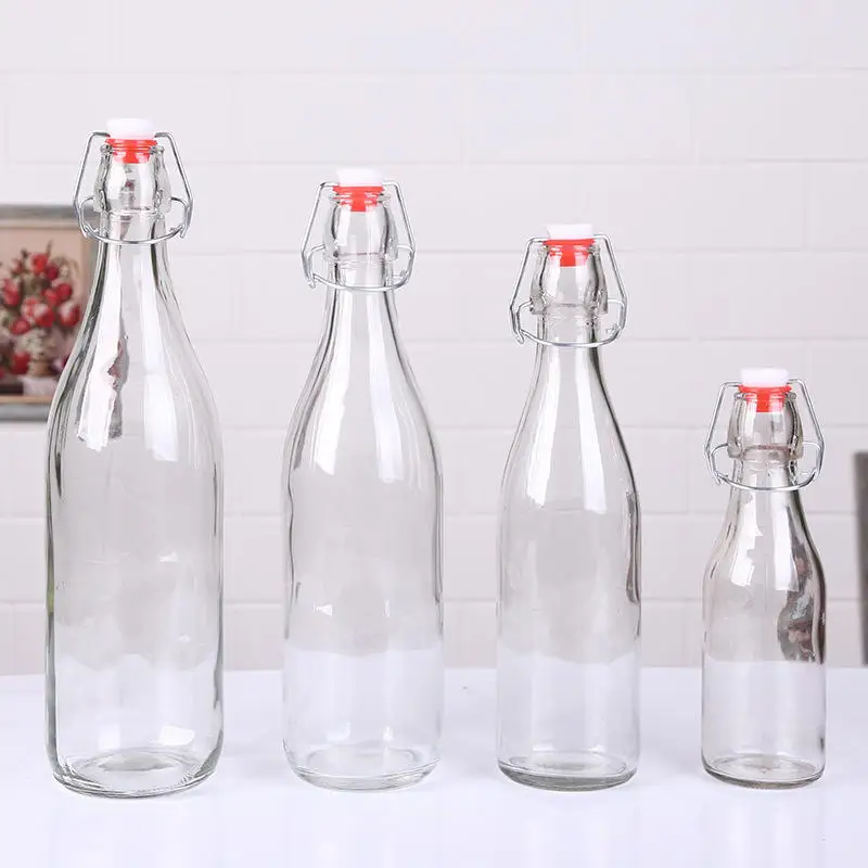 Swing Top Clear Glass Brewing Bottles 60ml 150ml 250ml 500ml 750ml 1000ml Capacities Beverage Screen Printing Surface Handling