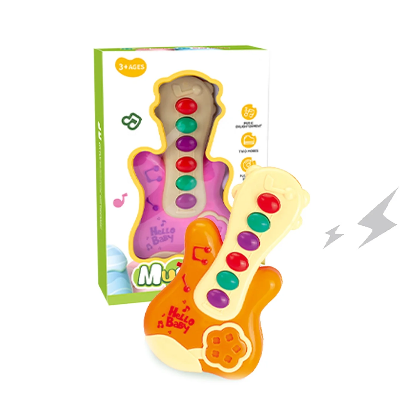 KUNYANG light music kids electric play game plastic baby music toy guitar musical instrument mini cartoon guitar toy