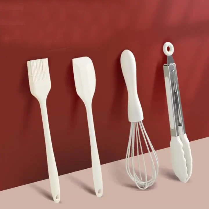 New Silicone Baking Mixer Spatule Whisk Food Clip Scraper Brush 4-piece Cream Kitchen Cake Making Tool Set
