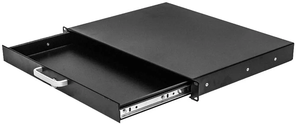 Rack Mount Drawer for 19-Inch Server Cabinet Case Or DJ with Lock and Key 1U Black