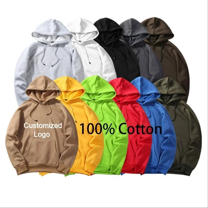 Fitspi Oem Free Sample Hoodie Sweatshirt 100% Cotton Long Sleeve Custom Logo Printed Oversize Pullover Hoodies