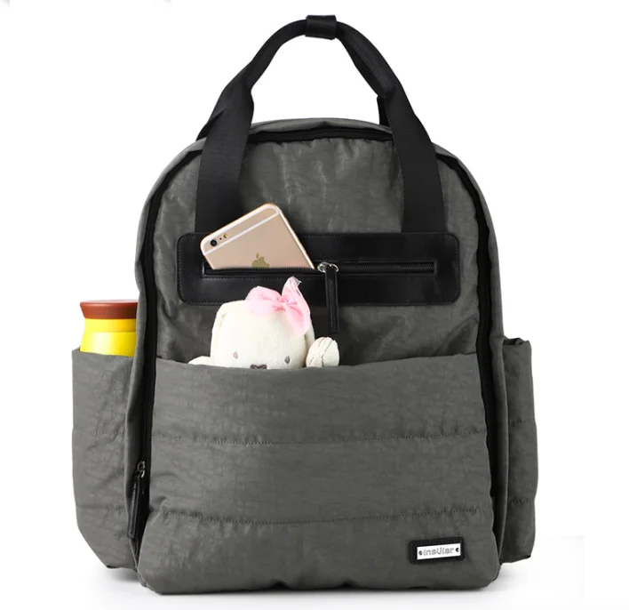 Custom OEM Logo Waterproof Insular Baby Diaper Bag Backpack With Changing Pad Mummy Travel Tote Bag