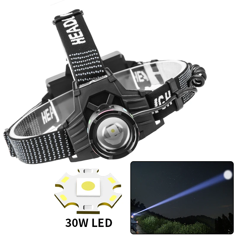 LED Rechargeable Headlamp High Lumens with IPX4 Level Waterproof Headlight Zoom Headlamp  180° Adjustable for Outdoor Camping