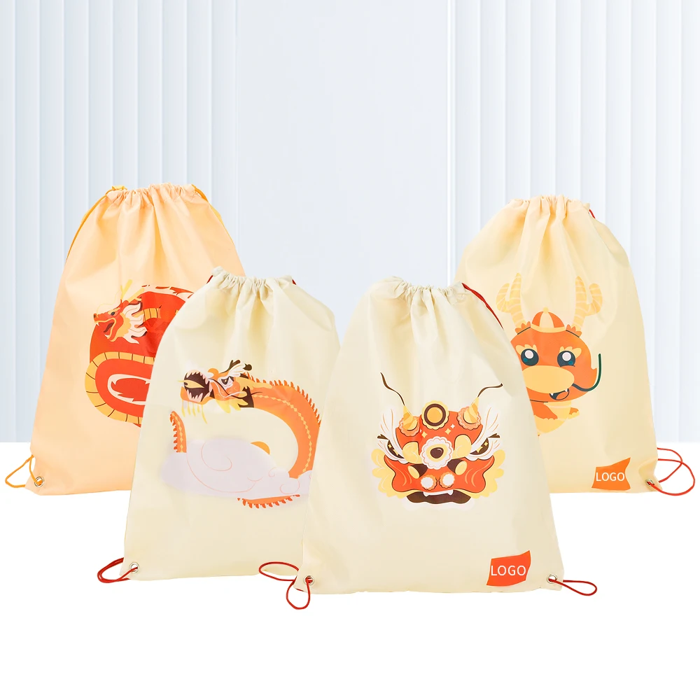 Custom Print Rpet 210D Gym Drawstring Bag Backpack For Outdoor