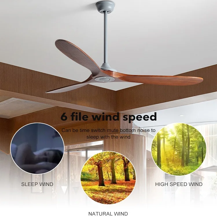 Best-Selling Home Decoration 42 Inch 52 Inch 60 Inch Low Noise Remote Control Solid Wood Blade Modern Bldc Ceiling Fan