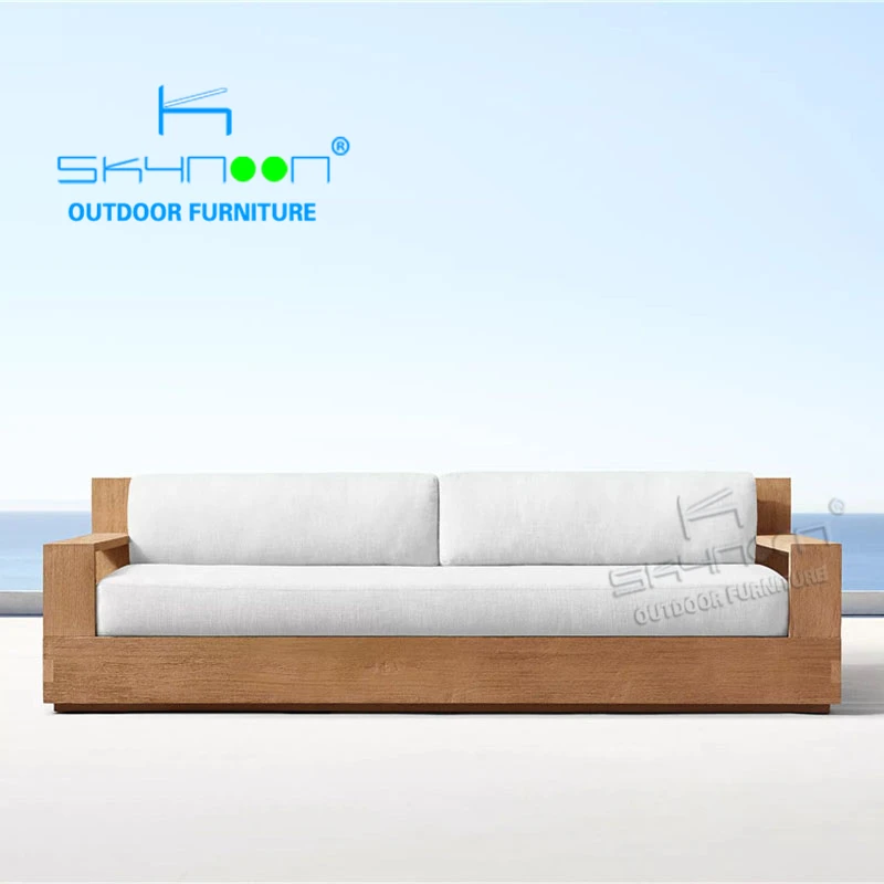 Modern luxury outdoor furniture teak living room villa patio garden sofa customizable all-weather teak outdoor sofa(T48002B)