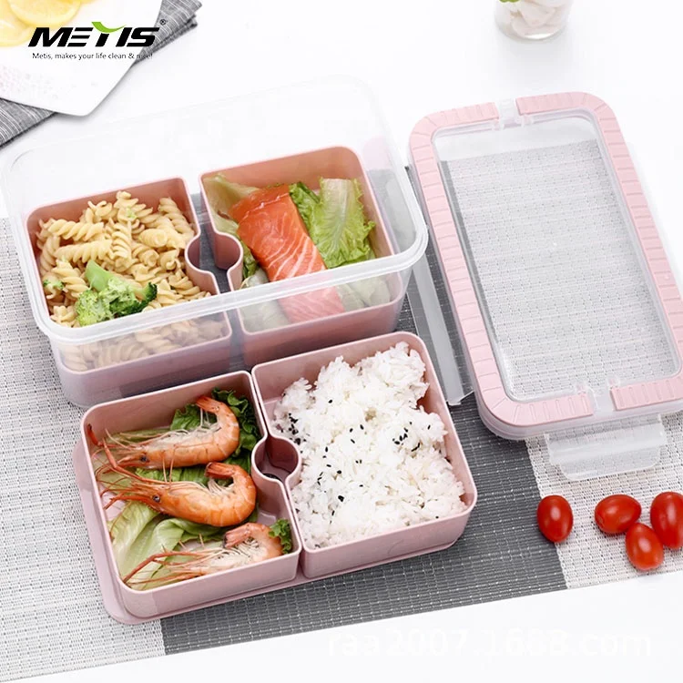 Food Safety  Reusable Four Compartment Stackable Microwave Plastic Silicone Food with Lid  lunch box