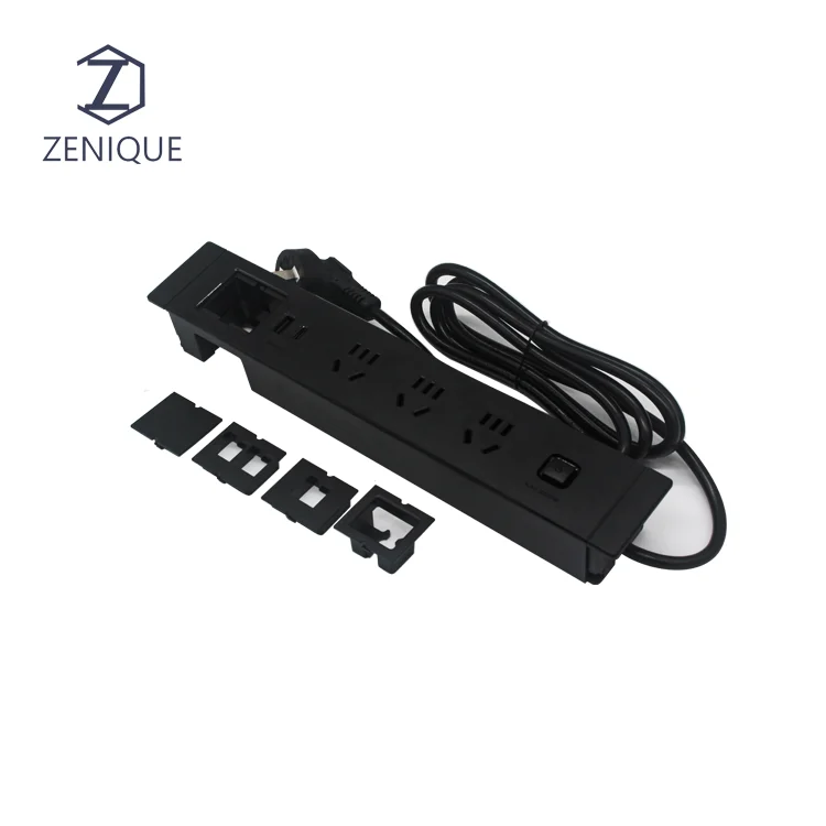 2022 Factory Direct Selling Flexible Embedded Desktop Power Outlet Sokcet USB-A USB-C Power Strip Office Socket with Switch
