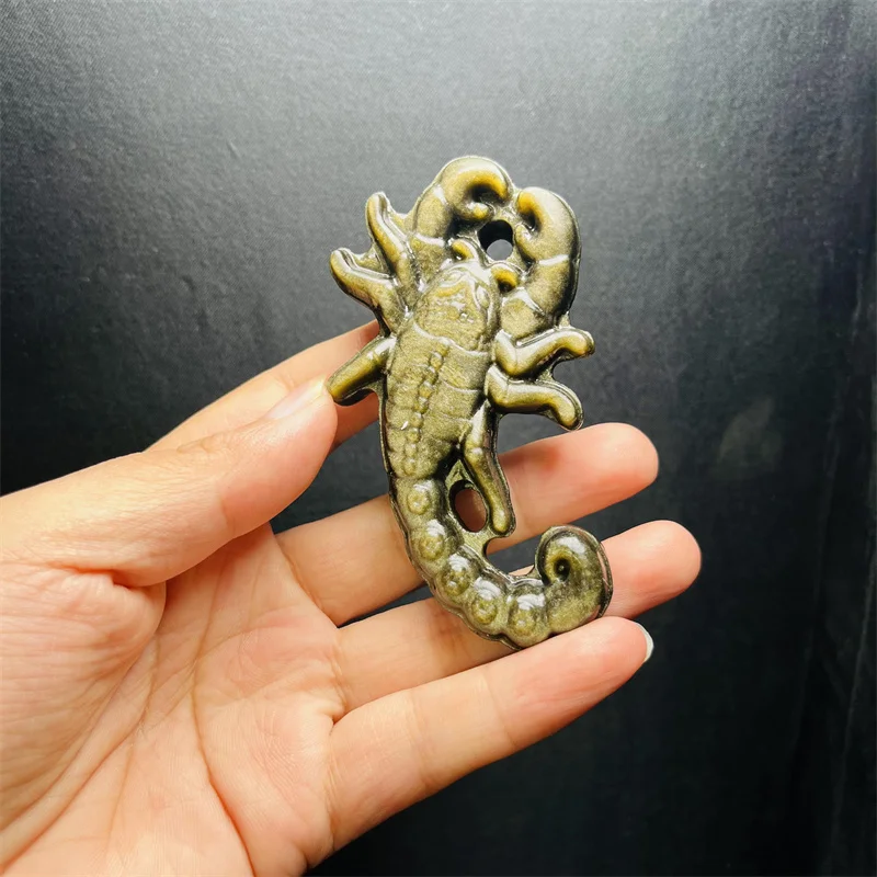 New Design Natural Crystal Crafts Obsidian Animal Statue Golden Obsidian Scorpion For Decoration
