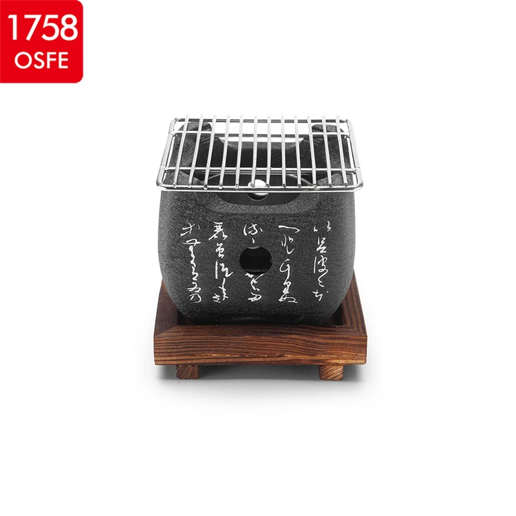 Restaurant Wooden Pedestal Bbq Grill Table Hot Selling Good Quality Korean Kitchen Cooking\baking\bbq Black Not Coated 1 People