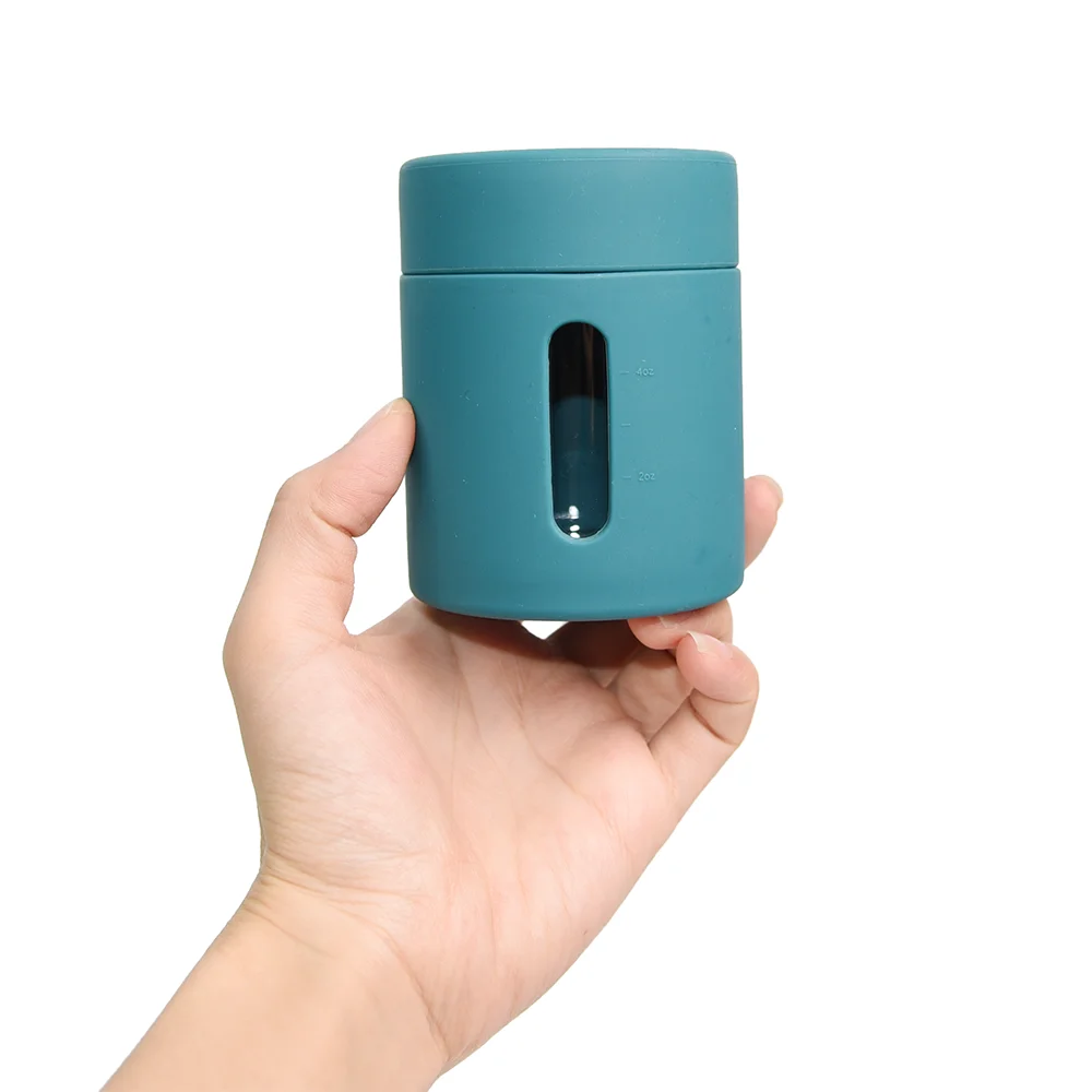 Small Capacity 8Oz/6Oz/4Oz Glass Silicone Cover Water Cup Time Scale Portable Outdoor Carrying Cup With Lid Bottled Water
