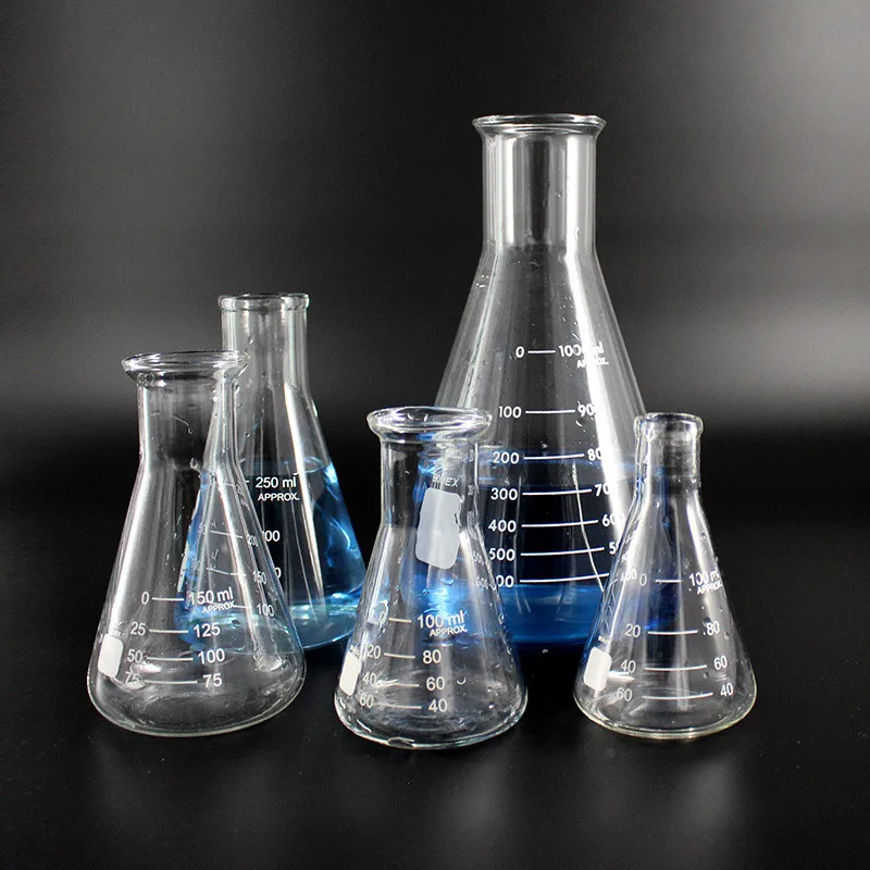 Custom High Quality Erlenmeyer Flask Borosilicate Glass White Gradient for Lab Home Classroom Use