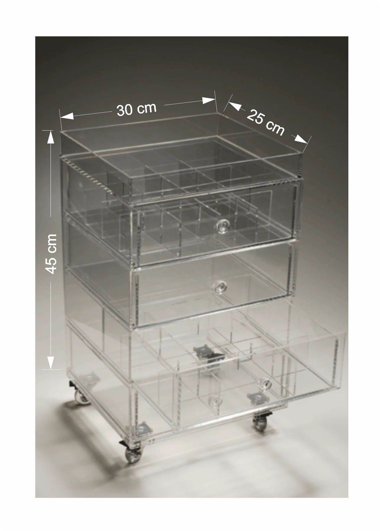 VONVIK 5 Layers Cosmetic Storage Drawer Cabinet Movable Acrylic Makeup Organizer Cart with Wheels