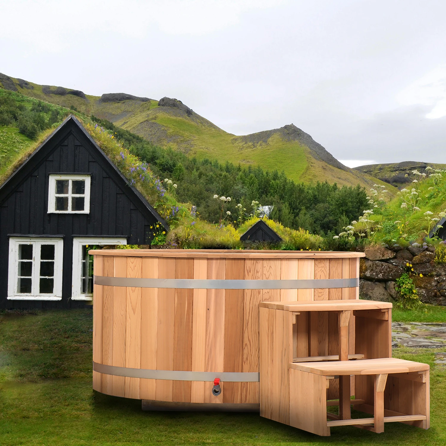 New Design Red Cedar Ice Tub Cold Plunge Custom Ice Bath Tubs for 2 Person Home Spa Recovery