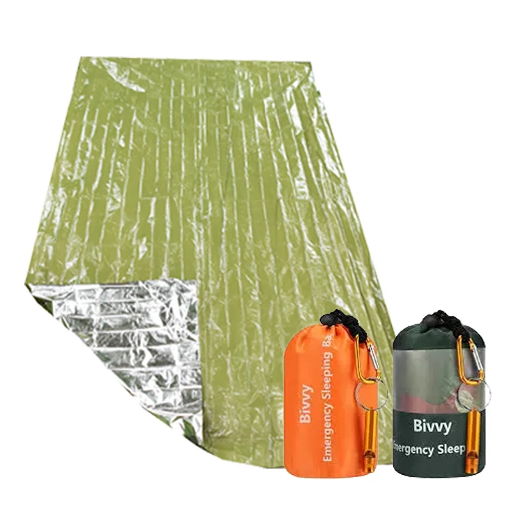 Durable 26microns PE dark green olive survival emergency blanket