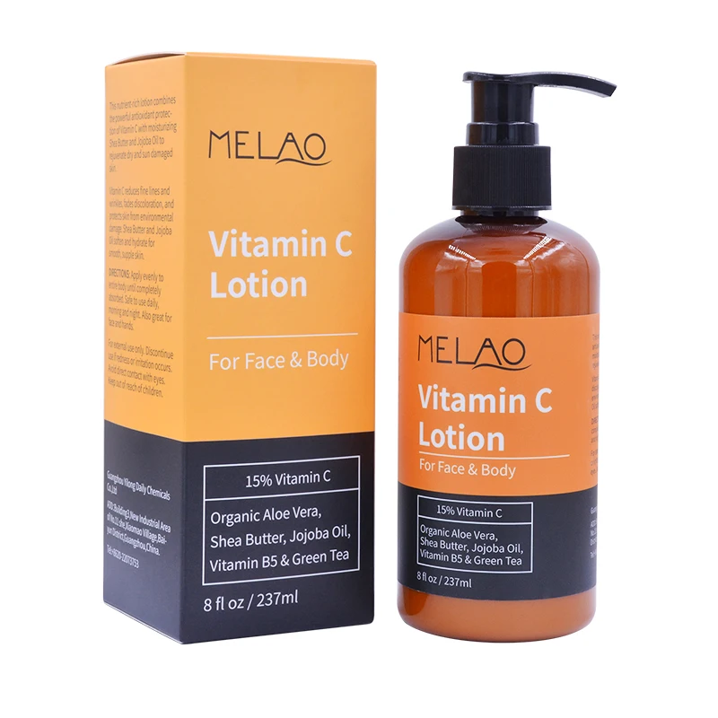 Melao/OEM/ODM 237ml Vitamin C Body Lotion Moisturizing Whitening Exfoliator Nourishing Body Skin Care Lotions