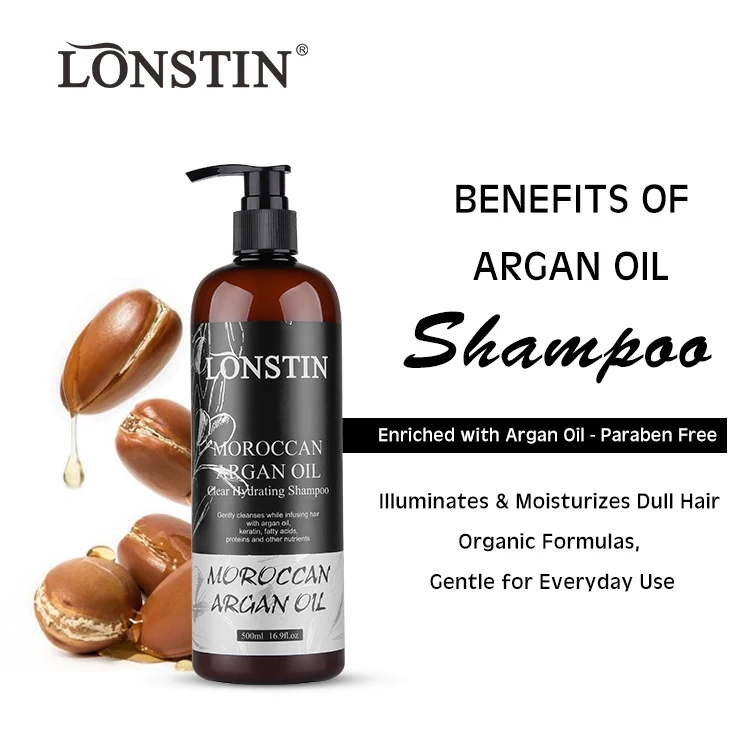 Lonstin Private Label Hair Care Product Organic Sulfate Free Moroccan Argan Oil Shampoo for anti itching