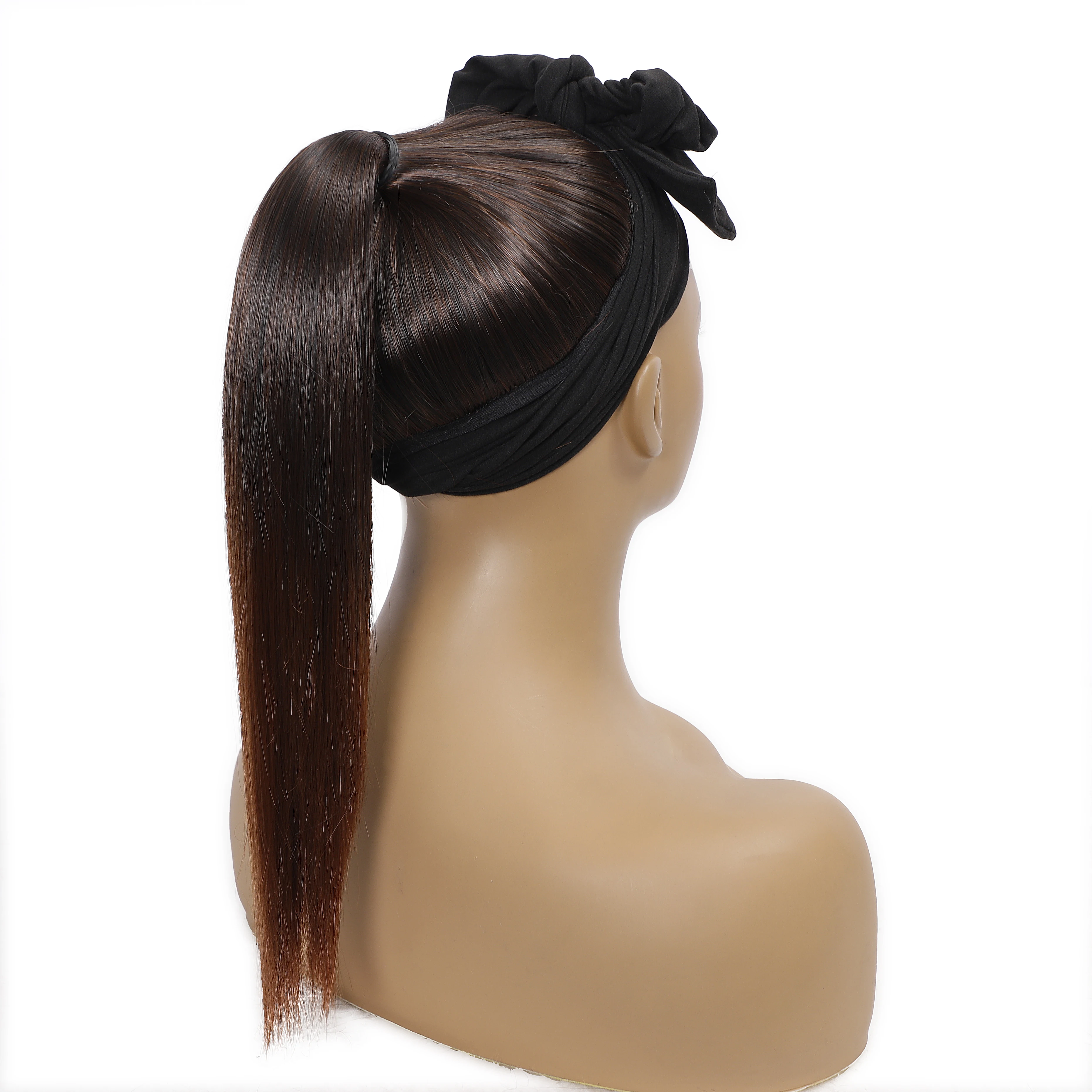 wholesale long straight ponytail hair with headband synthetic hair weft for black women
