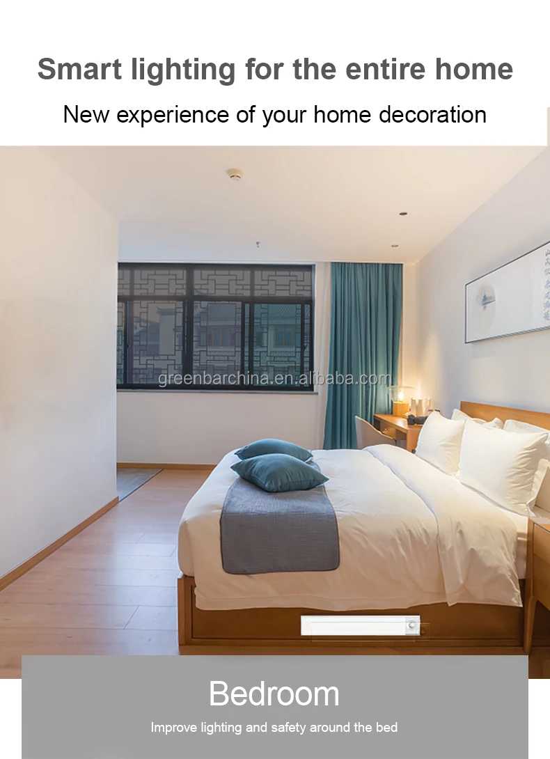 Human Body Sensor Light Indoor LED Pole Light Rechargeable Cabinet Light  White Ultra-Thin Design  No Wiring Required