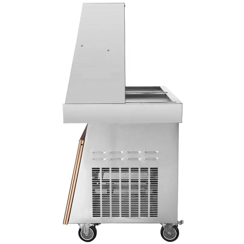 Commercial Double Compressor Thailand Fried Yogurt Ice Cream Roll Machine