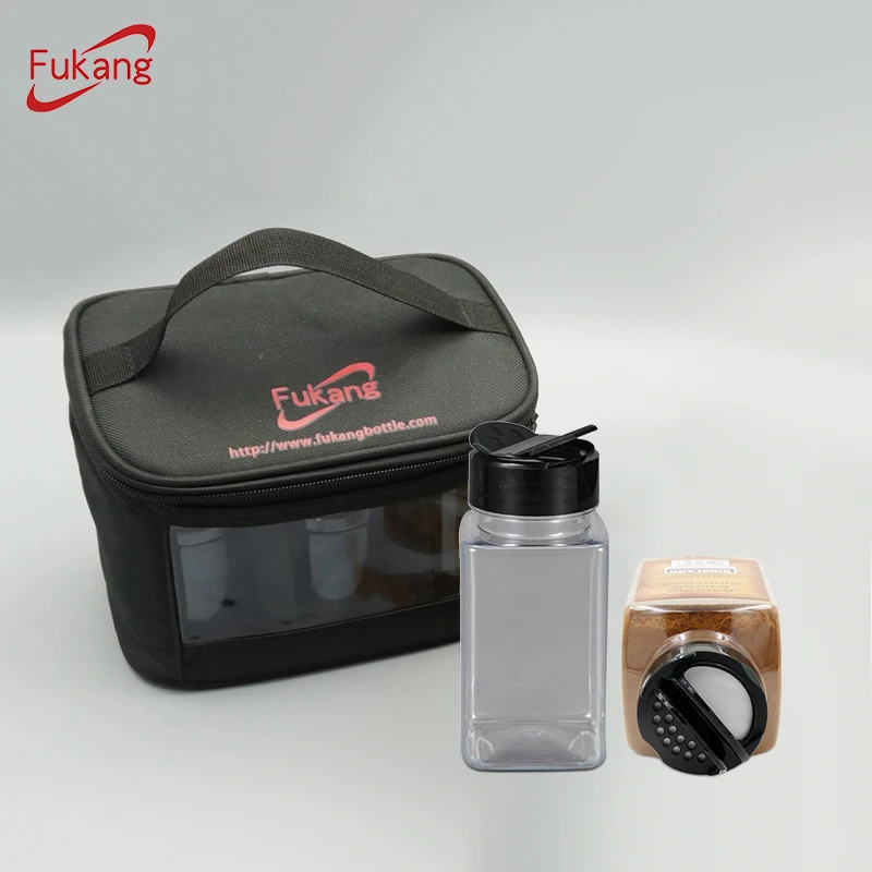 Seasoning Storage Box Spice Jar Shaker Custom Acrylic Pet Plastic Transparent Salt Condiment Bottle Cruet Kitchen Pepper Jar