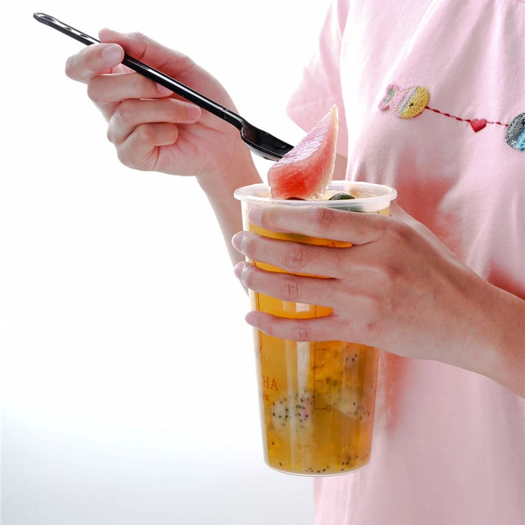 
PS spoon fork for fruit tea milk tea fork with three heart shape 