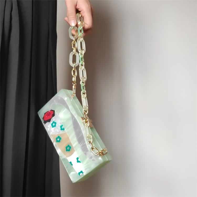 fashion design apple green women acrylic evening bag  clutch