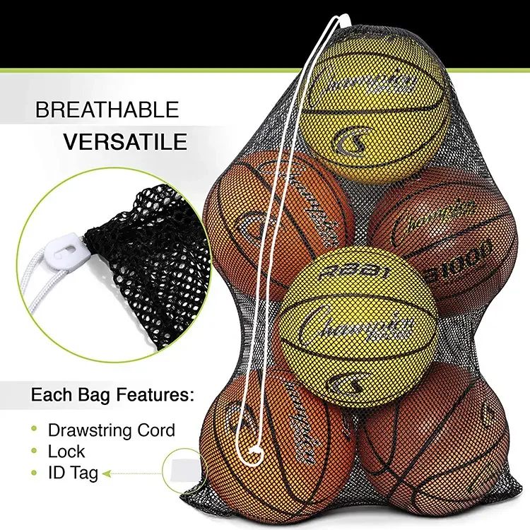 Factory Cheap Sports Mesh Equipment Bag Multipurpose Nylon Drawstring Sack With Lock Bag